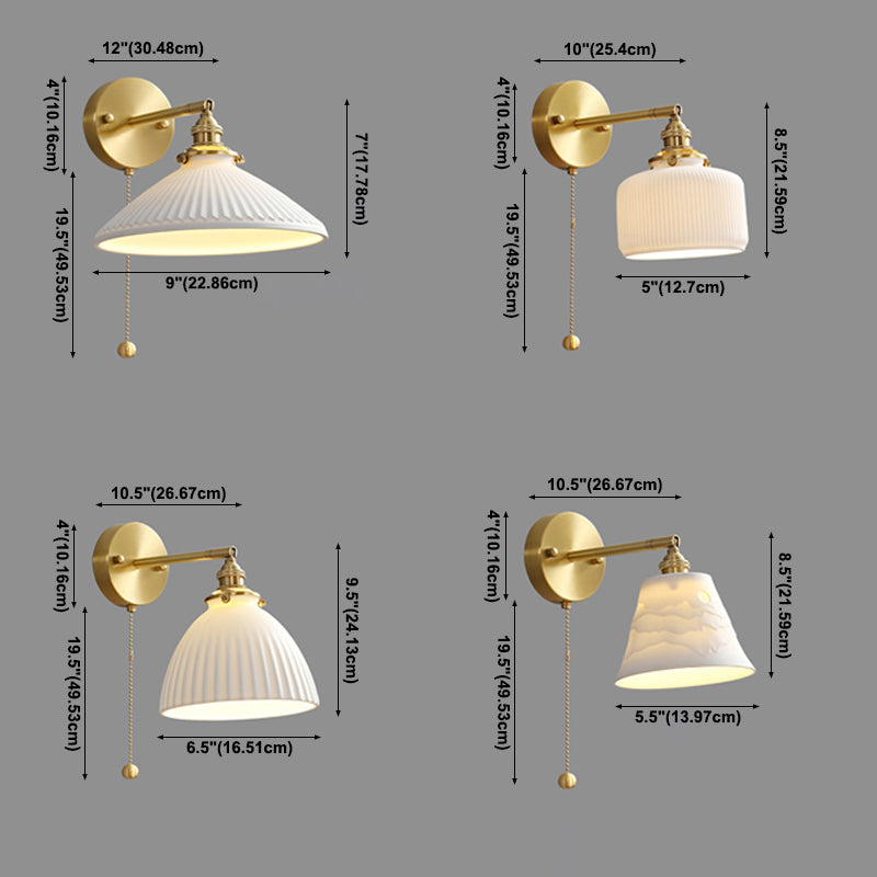 Arm Adjustable Wall Sconce 1-Light Modern Style Wall Mount Lamp with Ceramics Shade