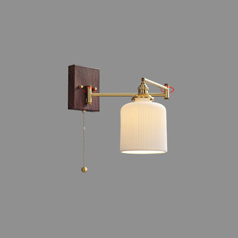 Arm Adjustable Wall Sconce 1-Light Modern Style Wall Mount Lamp with Ceramics Shade