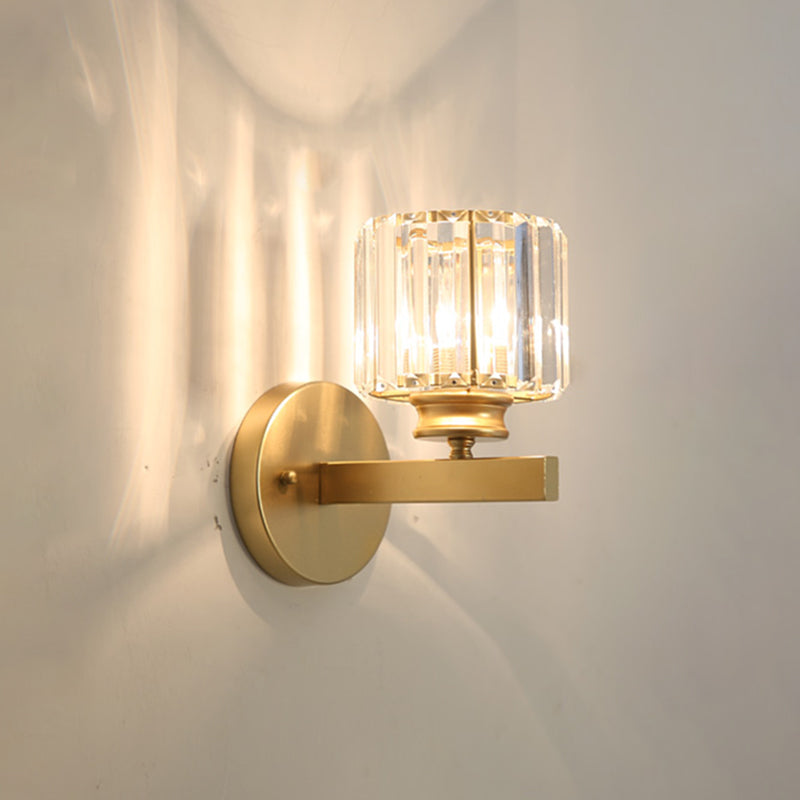 Crystal Wall Sconce 1 Light Modern Style Wall Mount Lamp with Metal for Bedroom
