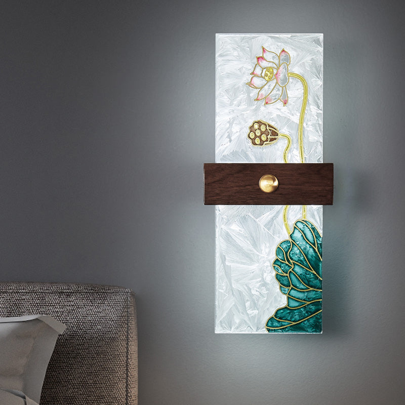 1-Light Wooden Wall Sconce Modern Simple Wall Mount Lamp with Acrylic Shade for Bedroom