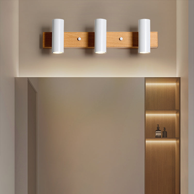 Lámpara de tocador de forma de cilindro de tocador de tocador de hierro de estilo nórdico con sombra de metal para dormitorio