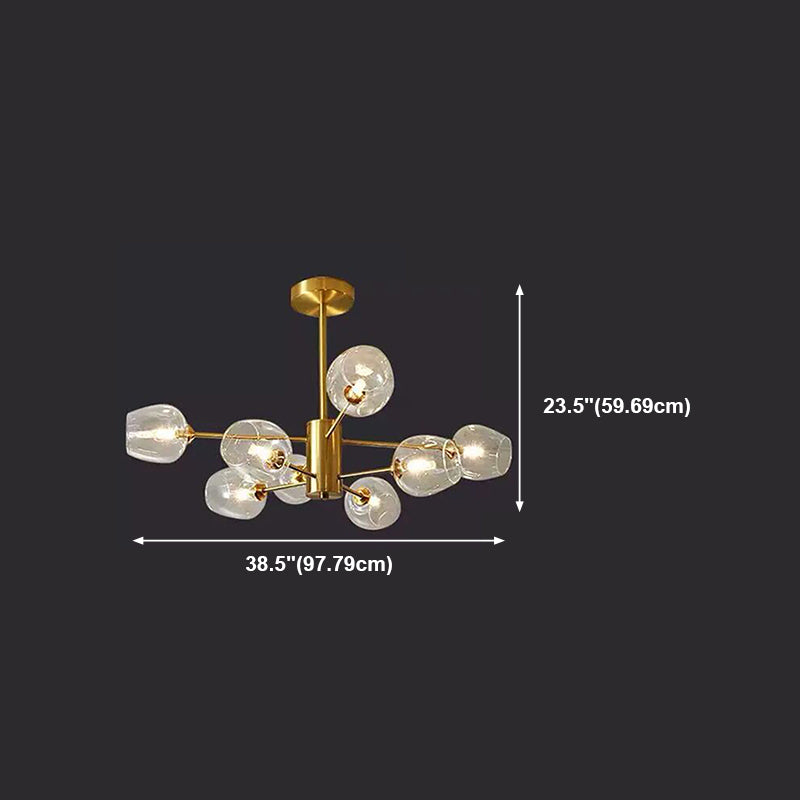 Zeitgenössische geometrische Kronleuchterleuchten Glas Kronleuchter Beleuchtung in Gold