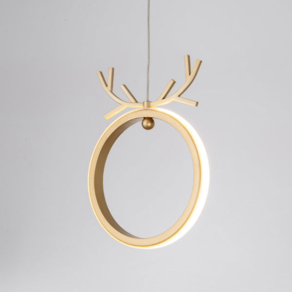 Nordic Style Iron Ceiling Lamp Geometry LED Pendant Light with Antlers for Bedroom