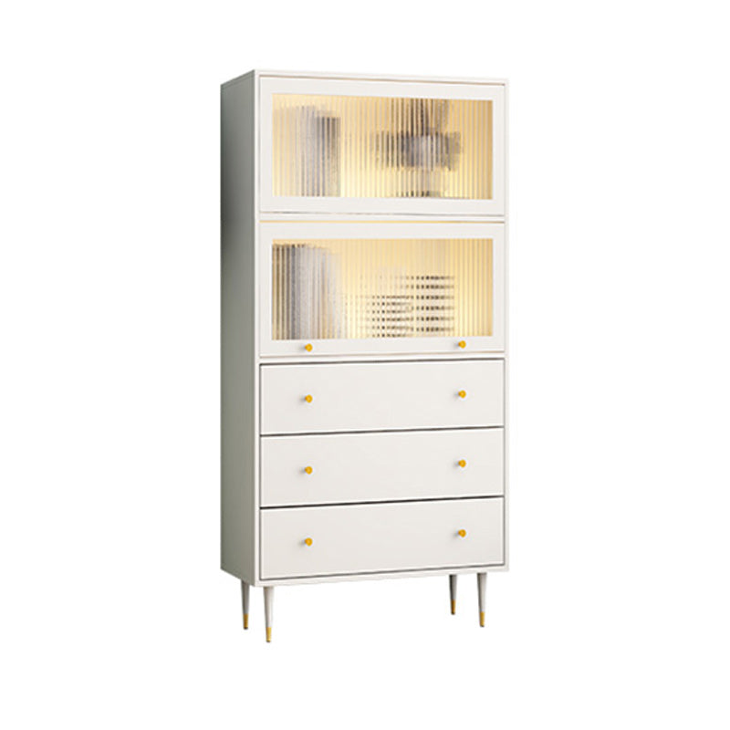 Glam Manufactured Wood Standard Bookcase Vertical Bookcase with Door and Drawers