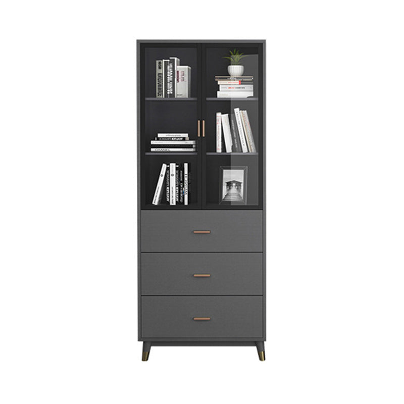 Vertical Glam Standard Bookcase Manufactured Wood Bookcase with Glass Door