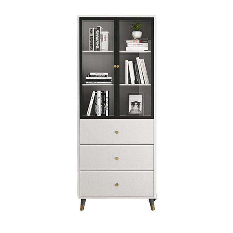 Vertical Glam Standard Bookcase Manufactured Wood Bookcase with Glass Door
