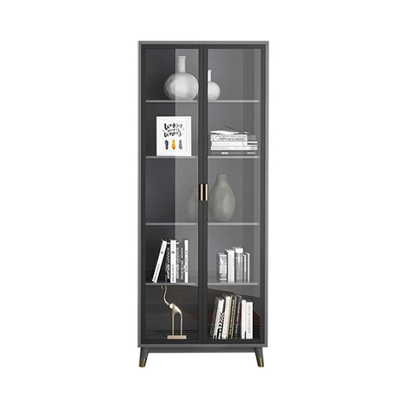 Glam Standard Bookcase Metal Frame Manufactured Wood Shelf Bookshelf with Glass Door