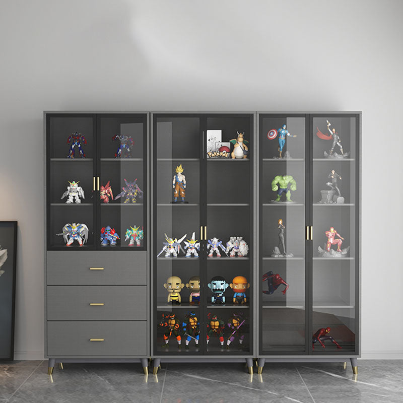 Glam Standard Bookcase Metal Frame Manufactured Wood Shelf Bookshelf with Glass Door