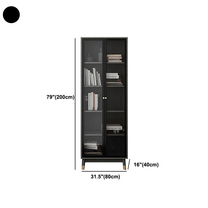 Glam Standard Bookcase Metal Frame Manufactured Wood Shelf Bookshelf with Glass Door