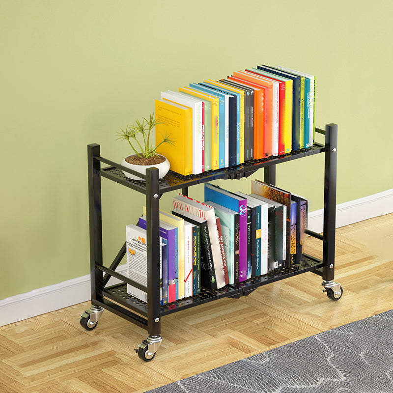 Industrial Open Etagere Bookshelf Steel Bookshelf with Caster Wheels