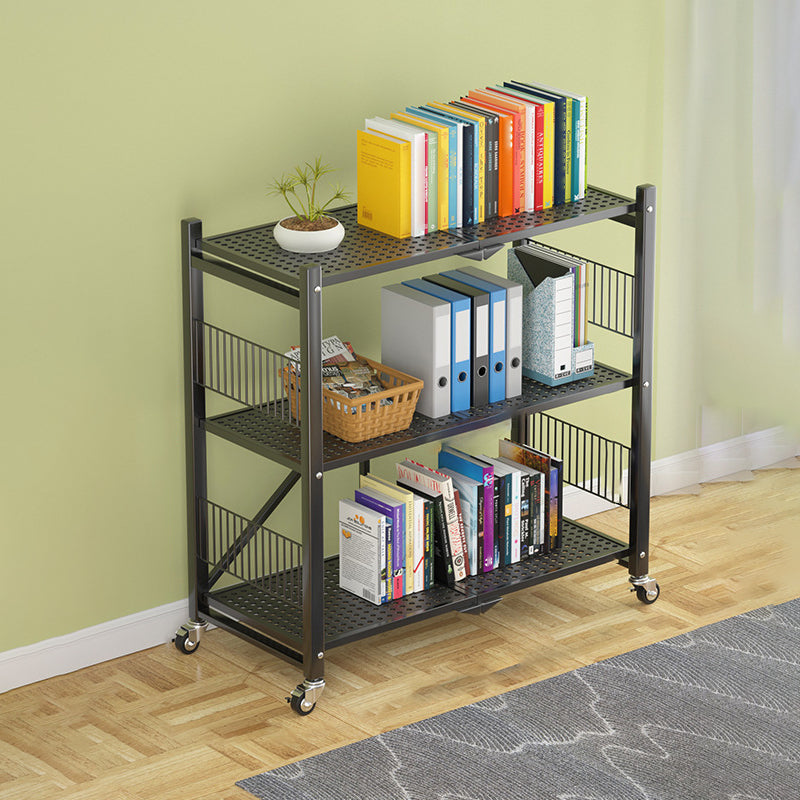 Industrial Open Etagere Bookshelf Steel Bookshelf with Caster Wheels