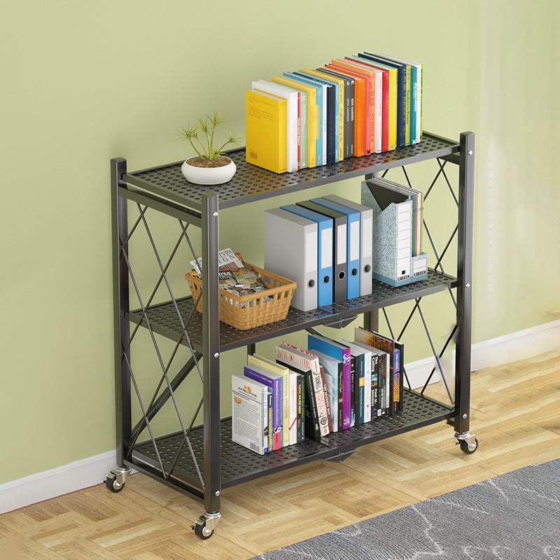 Industrial Open Etagere Bookshelf Steel Bookshelf with Caster Wheels