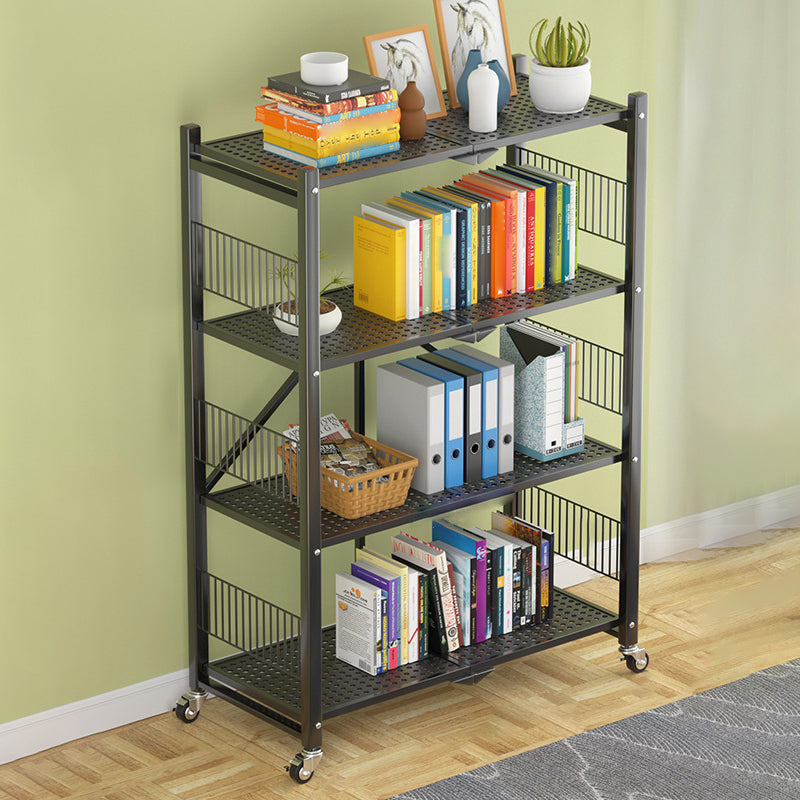 Industrial Open Etagere Bookshelf Steel Bookshelf with Caster Wheels