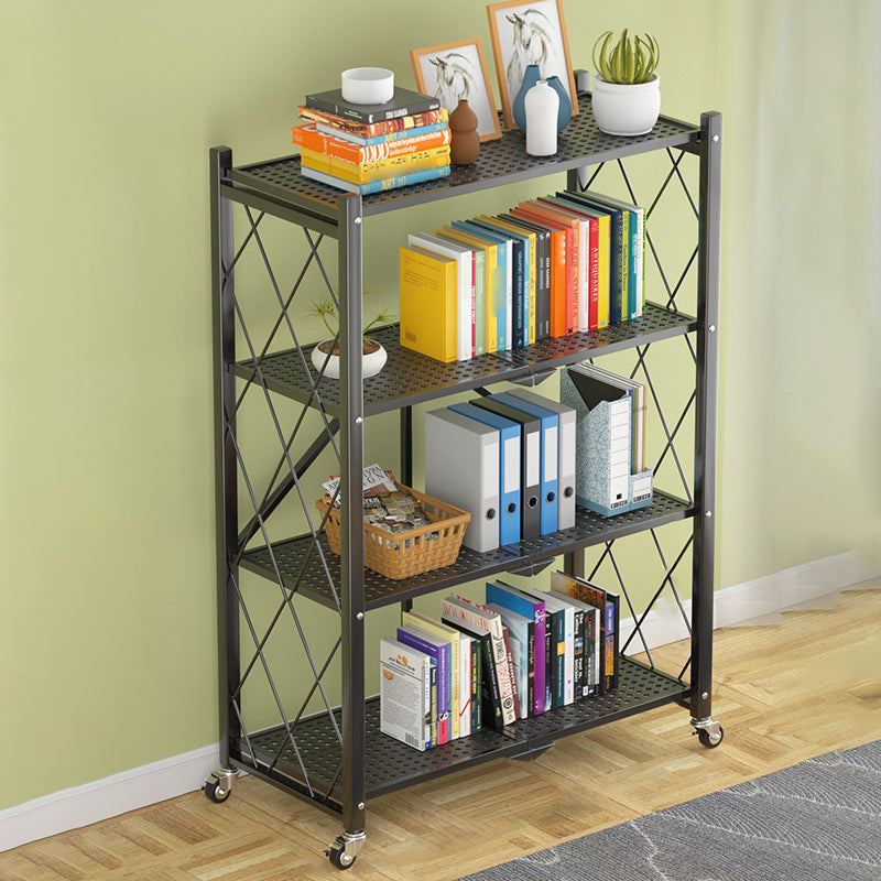 Industrial Open Etagere Bookshelf Steel Bookshelf with Caster Wheels