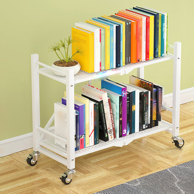 Industrial Open Etagere Bookshelf Steel Bookshelf with Caster Wheels