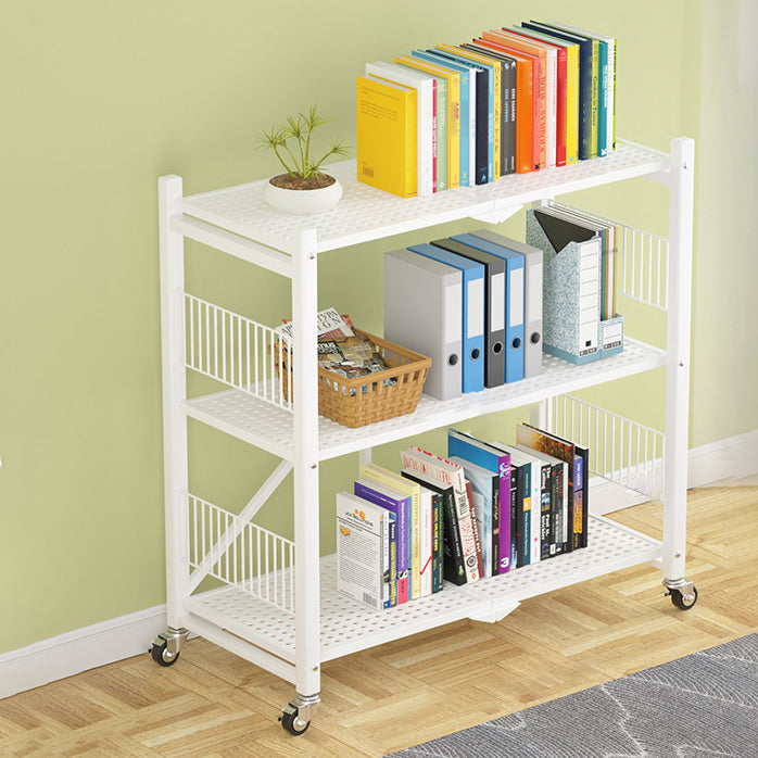 Industrial Open Etagere Bookshelf Steel Bookshelf with Caster Wheels