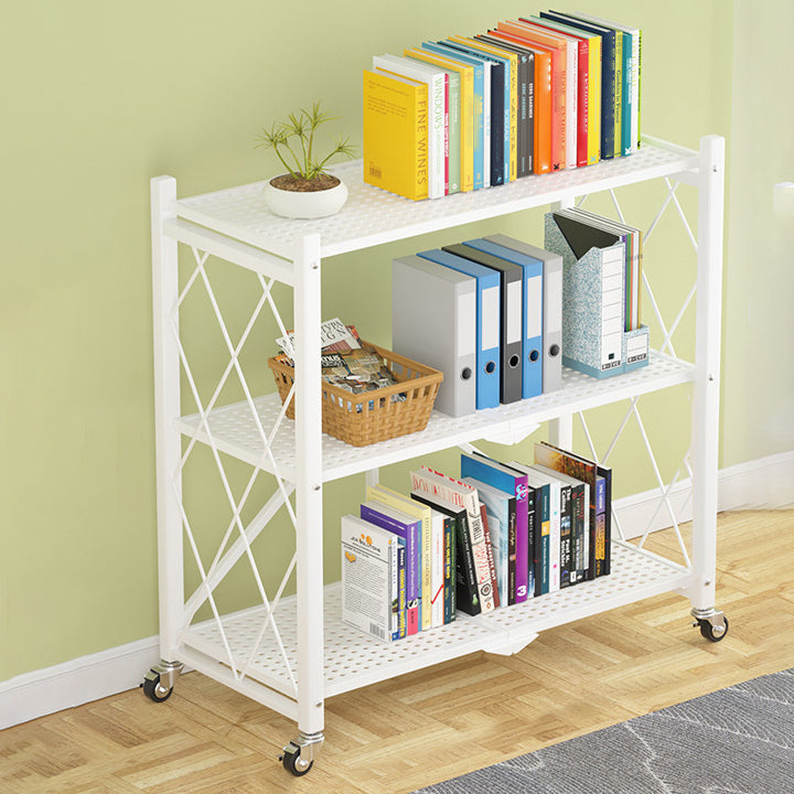 Industrial Open Etagere Bookshelf Steel Bookshelf with Caster Wheels