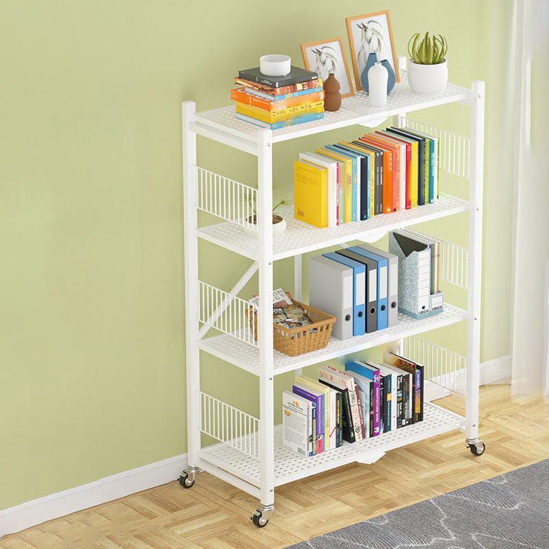 Industrial Open Etagere Bookshelf Steel Bookshelf with Caster Wheels