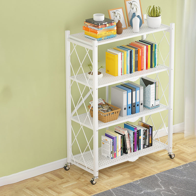 Industrial Open Etagere Bookshelf Steel Bookshelf with Caster Wheels