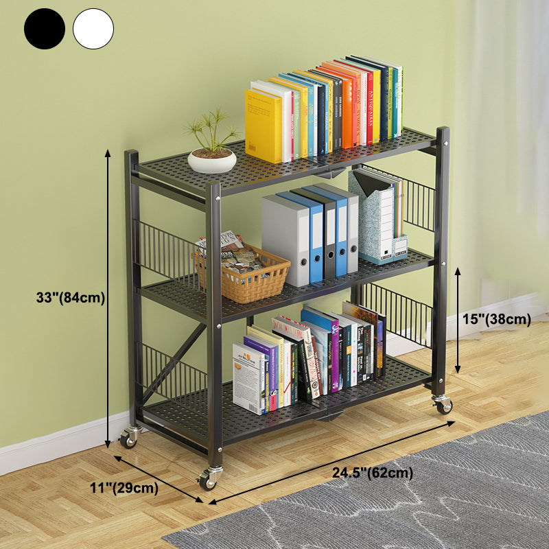 Industrial Open Etagere Bookshelf Steel Bookshelf with Caster Wheels