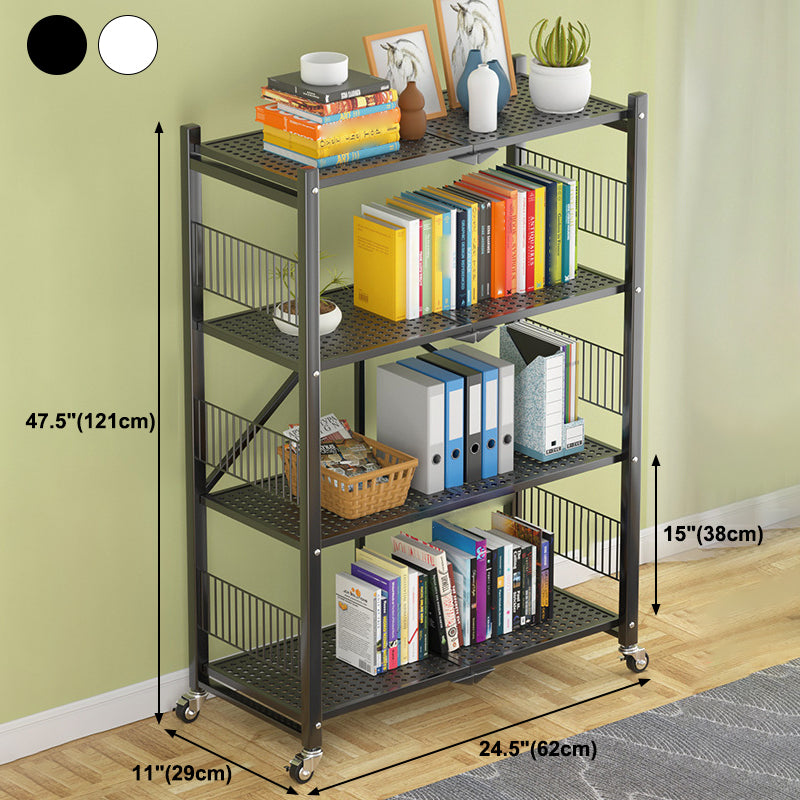 Industrial Open Etagere Bookshelf Steel Bookshelf with Caster Wheels