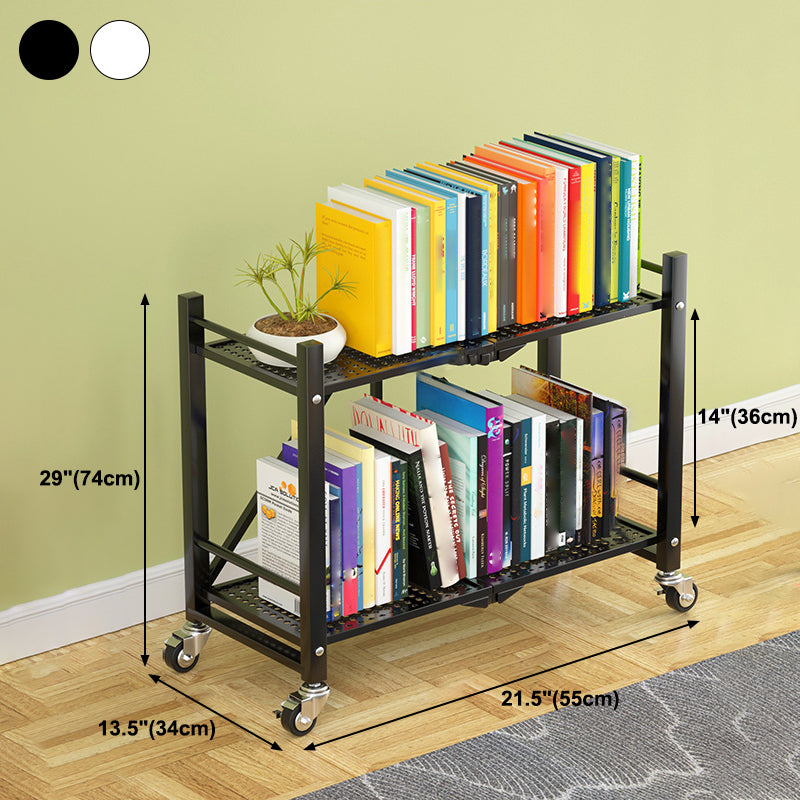 Industrial Open Etagere Bookshelf Steel Bookshelf with Caster Wheels