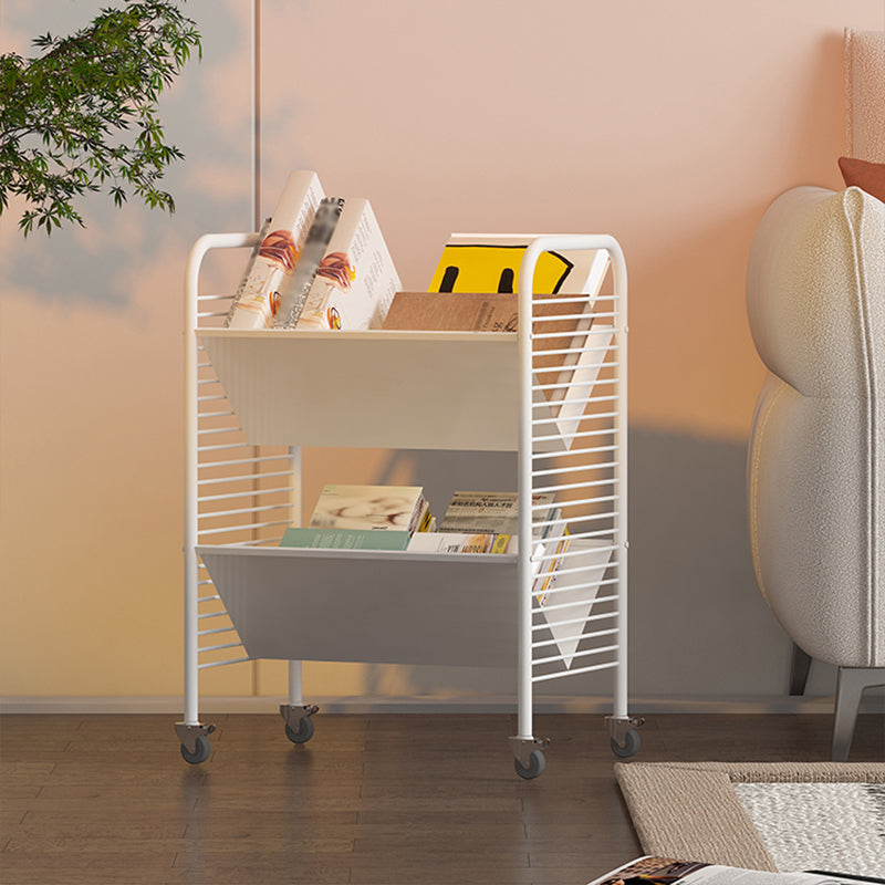 Industrielle geometrische Bücherregal Metal Open Back Bücher mit Rädern, 21,7 "H x 11,4" W.