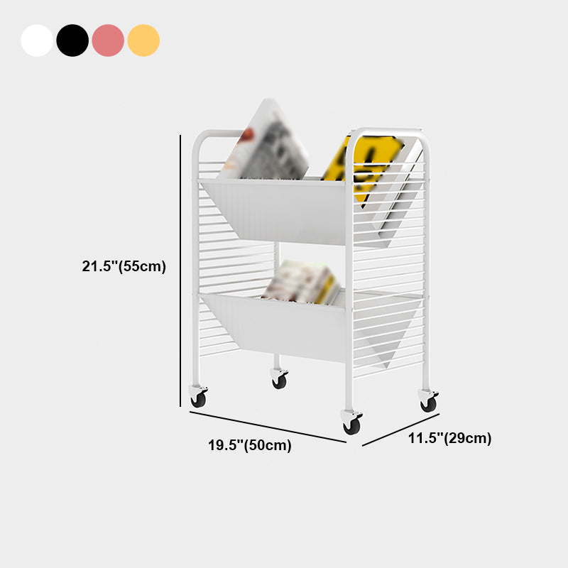 Industrielle geometrische Bücherregal Metal Open Back Bücher mit Rädern, 21,7 "H x 11,4" W.