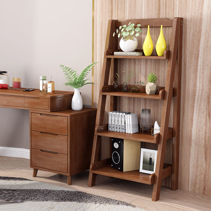 Solid Wood Bookshelf Contemporary Style Open Back Bookcase for Home Office