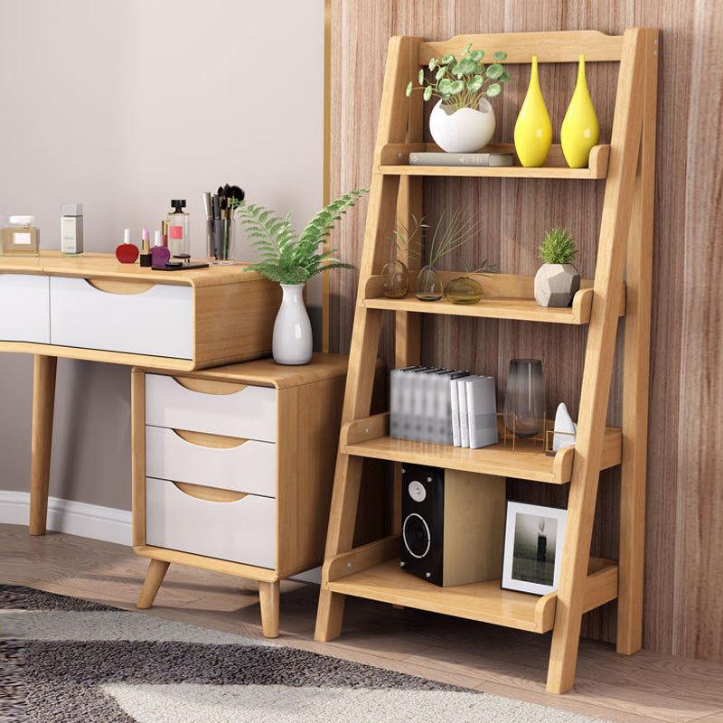 Solid Wood Bookshelf Contemporary Style Open Back Bookcase for Home Office