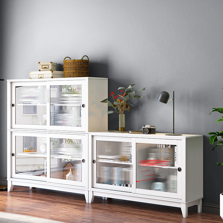 Wooden Standard Bookcase Contemporary Closed Back Bookcase with Door for Office