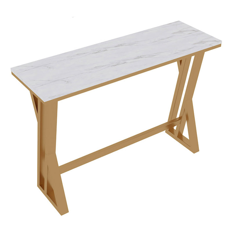 Stone Bar Dining Table Traditional Luxury Rectangle Bar Table with Trestle Base