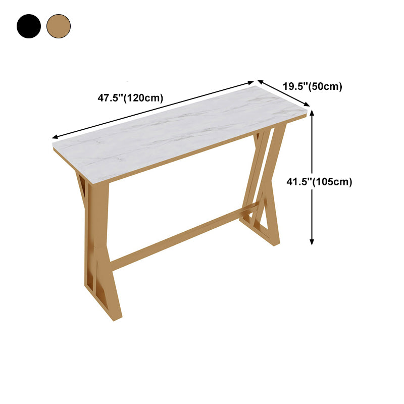 Stone Bar Dining Table Traditional Luxury Rectangle Bar Table with Trestle Base