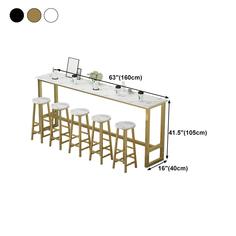 White Bar Dining Table Traditional Luxury Rectangle Bar Table with Trestle Base