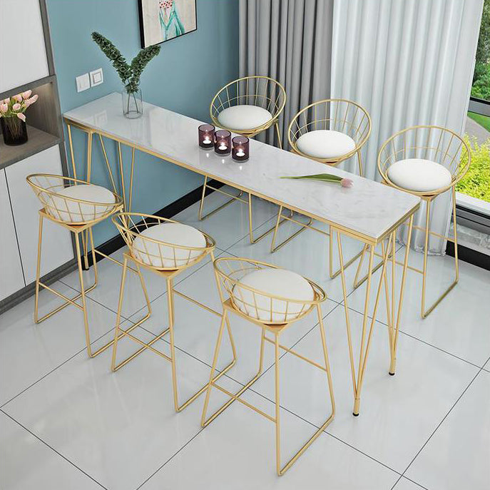 Stone Top Bar Table Traditional Luxury Rectangle Bar Table with 4 Legs