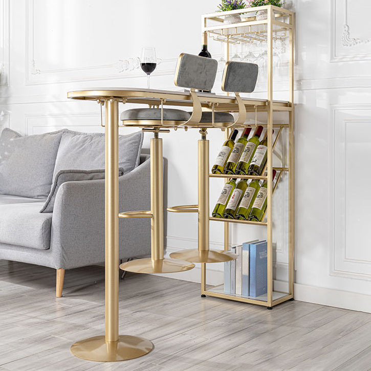 Stone White Bar Dining Table Traditional Luxury Bar Table with Sled Base