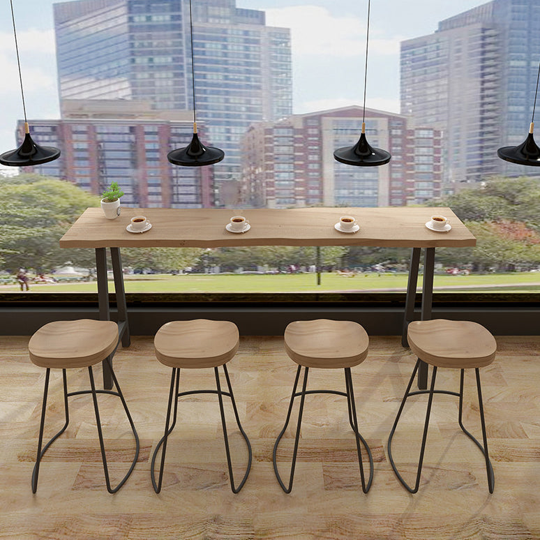 Solid Wood Bar Table Traditional Luxury Bar Table Rectangle with Sled Base