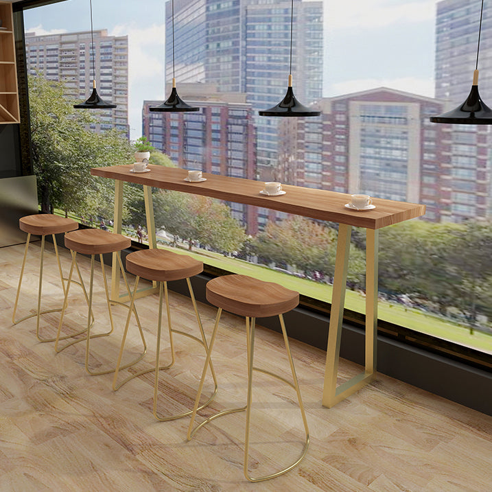 Solid Wood Bar Table Traditional Luxury Bar Table Rectangle with Sled Base