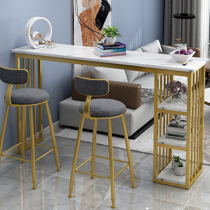 Rectangle Bar Dining Table Contemporary Bar Table with Gold Sled Base