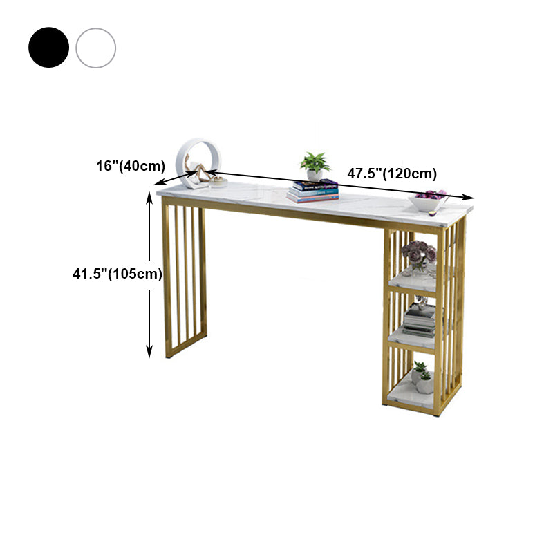 Rectangle Bar Dining Table Contemporary Bar Table with Gold Sled Base