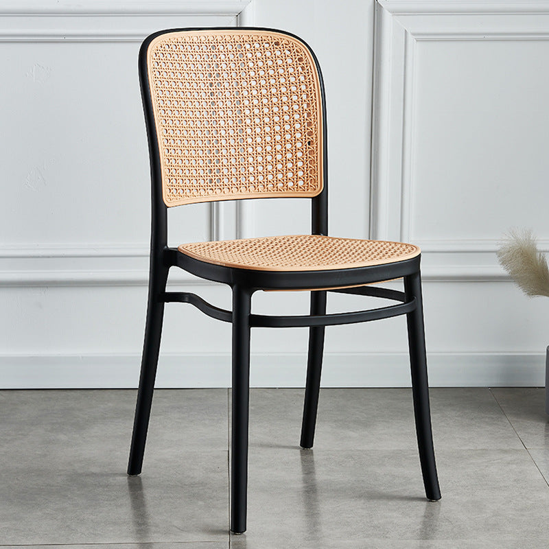 Contemporary Bar and Counter Stool Rattan Full Back Stool with 4 Legs