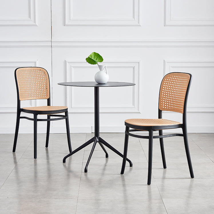 Contemporary Bar and Counter Stool Rattan Full Back Stool with 4 Legs