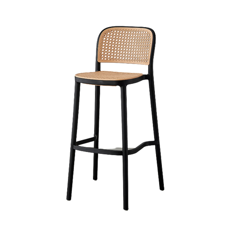 Contemporary Bar and Counter Stool Rattan Full Back Stool with 4 Legs