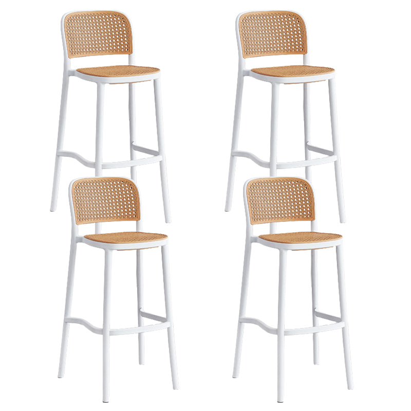 Contemporary Bar and Counter Stool Rattan Full Back Stool with 4 Legs