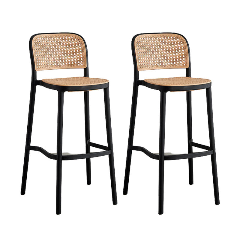 Contemporary Bar and Counter Stool Rattan Full Back Stool with 4 Legs