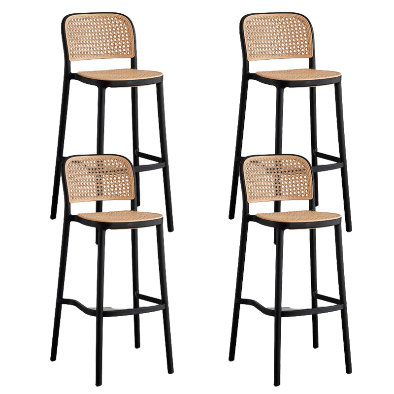 Contemporary Bar and Counter Stool Rattan Full Back Stool with 4 Legs