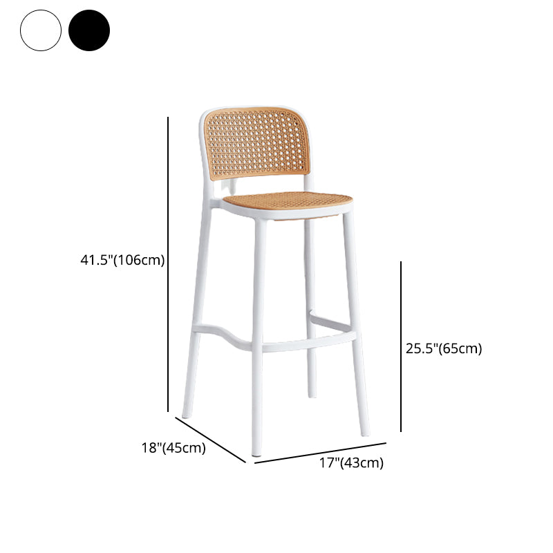 Contemporary Bar and Counter Stool Rattan Full Back Stool with 4 Legs