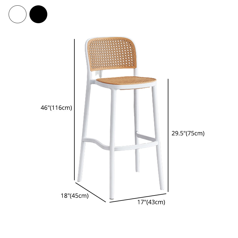 Contemporary Bar and Counter Stool Rattan Full Back Stool with 4 Legs