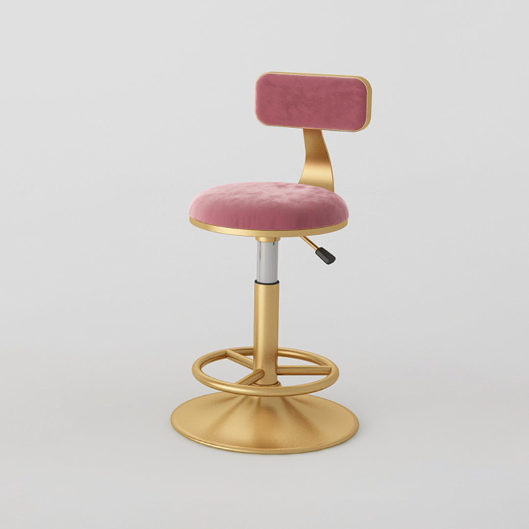 Nordic Glam Liftable Bar Stool Round Counter Bar Stool with Metal Legs