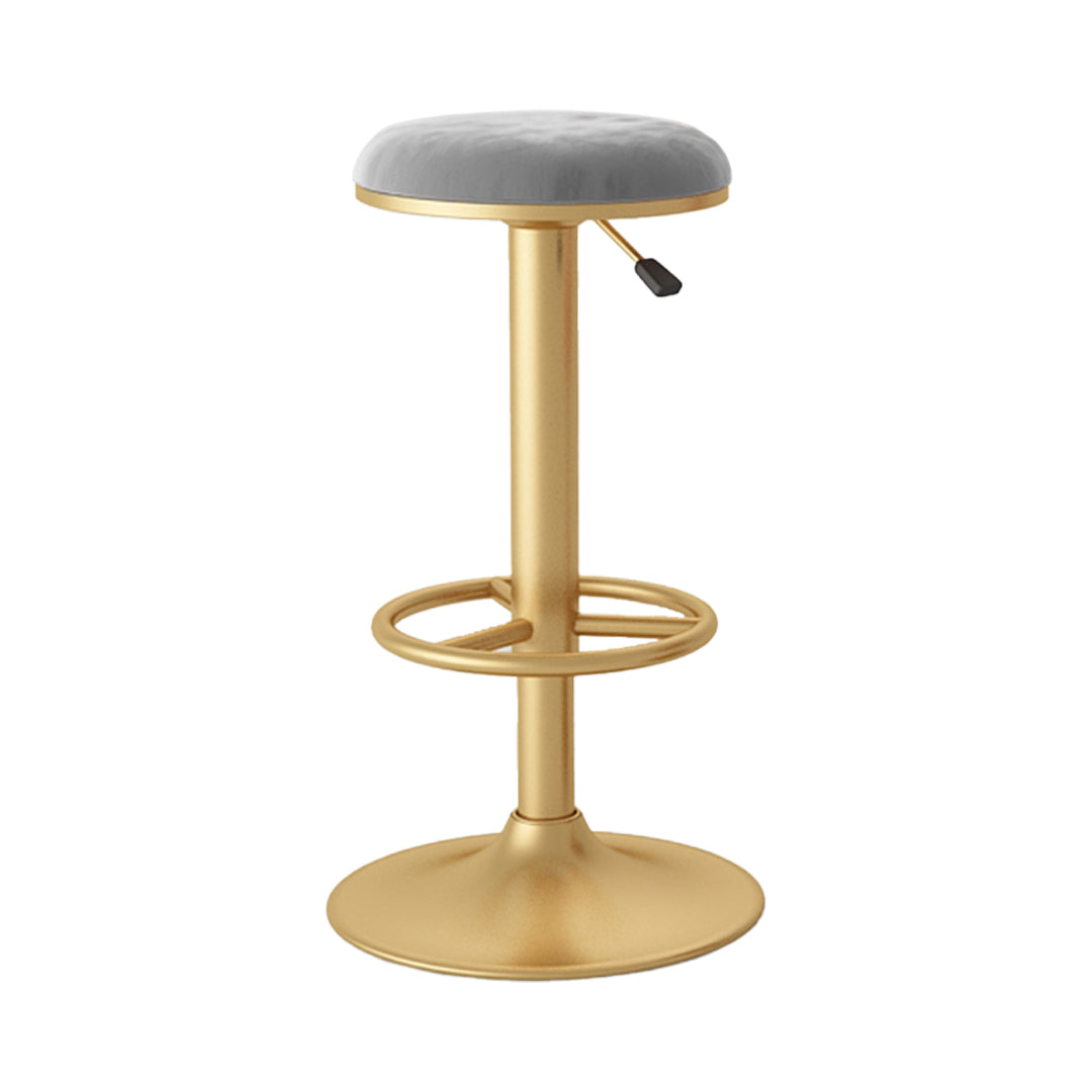 Nordic Glam Liftable Bar Stool Round Counter Bar Stool with Metal Legs